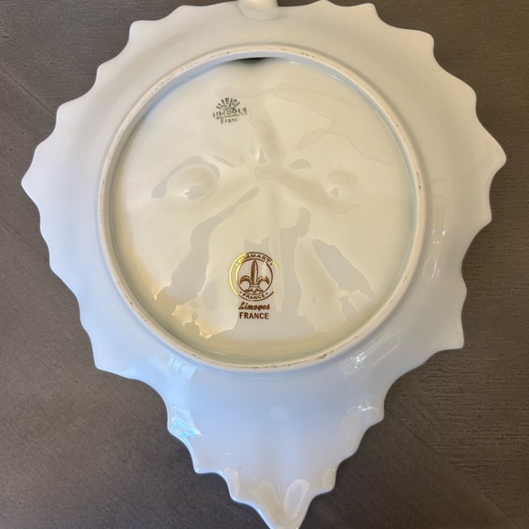 Vintage Limoges France leave Serving Tray Hand Painted Grape Leaves - Picture 3 of 3